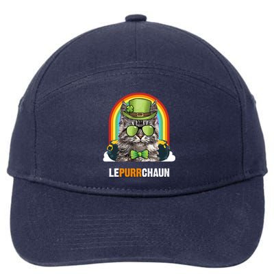 Funny Maine Coon Cat Lepurrchaun St Patricks Day Gift 7-Panel Snapback Hat