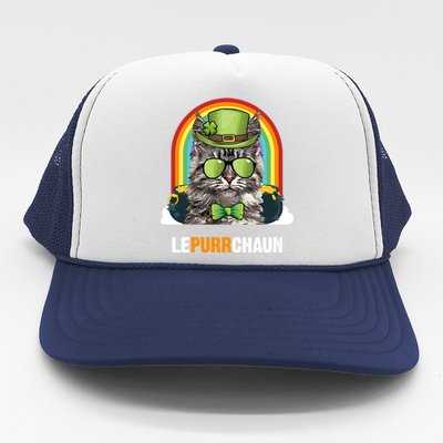 Funny Maine Coon Cat Lepurrchaun St Patricks Day Gift Trucker Hat