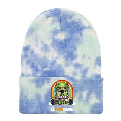 Funny Maine Coon Cat Lepurrchaun St Patricks Day Gift Tie Dye 12in Knit Beanie