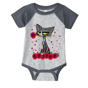 Funny Meh Cat Happy Valentines Day Flowers Women Infant Baby Jersey Bodysuit