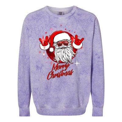 Funny Merry Christmas Disco Santa Claus Colorblast Crewneck Sweatshirt