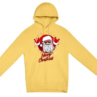 Funny Merry Christmas Disco Santa Claus Premium Pullover Hoodie