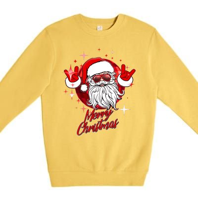 Funny Merry Christmas Disco Santa Claus Premium Crewneck Sweatshirt