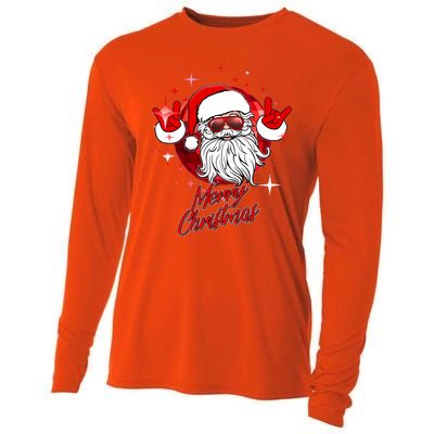 Funny Merry Christmas Disco Santa Claus Cooling Performance Long Sleeve Crew