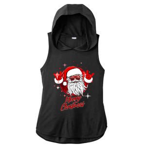 Funny Merry Christmas Disco Santa Claus Ladies PosiCharge Tri-Blend Wicking Draft Hoodie Tank