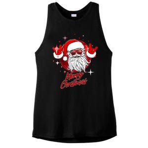 Funny Merry Christmas Disco Santa Claus Ladies PosiCharge Tri-Blend Wicking Tank