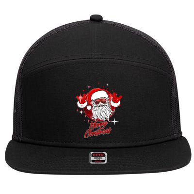 Funny Merry Christmas Disco Santa Claus 7 Panel Mesh Trucker Snapback Hat