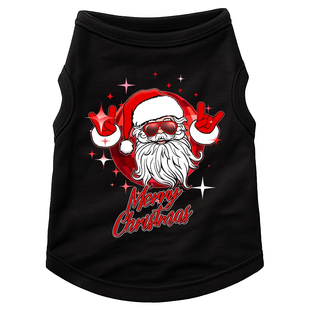 Funny Merry Christmas Disco Santa Claus Doggie Tank