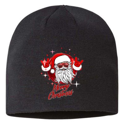 Funny Merry Christmas Disco Santa Claus Sustainable Beanie