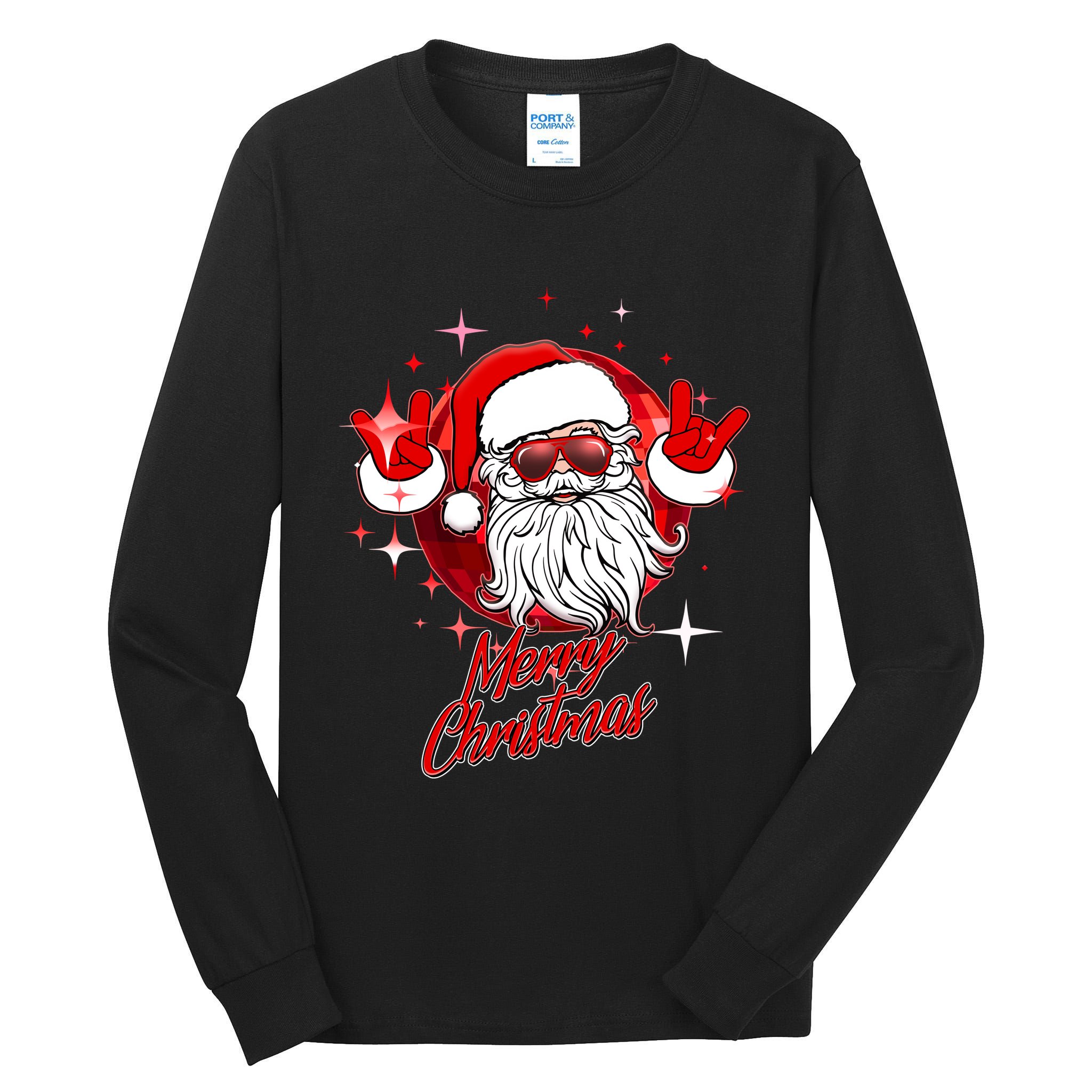 Funny Merry Christmas Disco Santa Claus Tall Long Sleeve T-Shirt