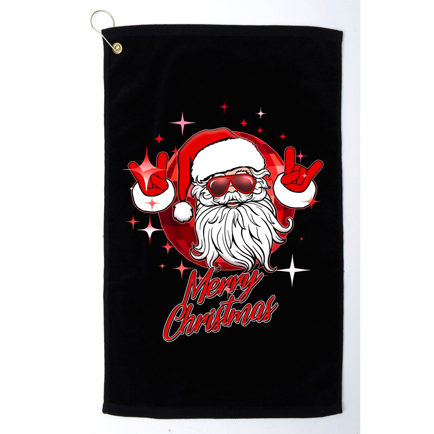 Funny Merry Christmas Disco Santa Claus Golf Towel