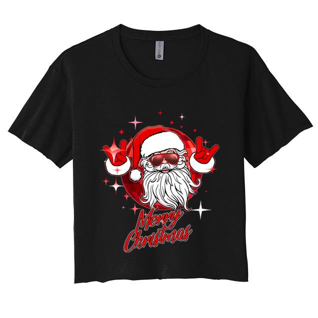 Funny Merry Christmas Disco Santa Claus Crop Top