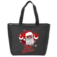 Funny Merry Christmas Disco Santa Claus Zip Tote Bag