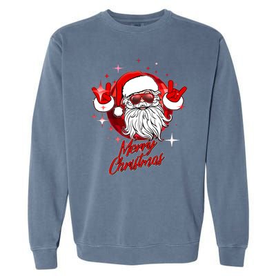 Funny Merry Christmas Disco Santa Claus Garment-Dyed Sweatshirt