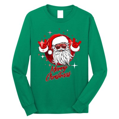 Funny Merry Christmas Disco Santa Claus Long Sleeve Shirt