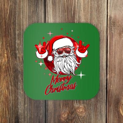 Funny Merry Christmas Disco Santa Claus Coaster