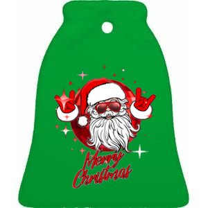 Funny Merry Christmas Disco Santa Claus Ceramic Bell Ornament