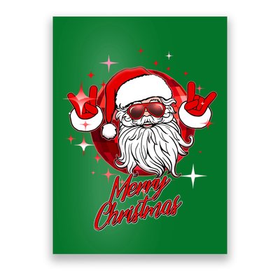 Funny Merry Christmas Disco Santa Claus Poster