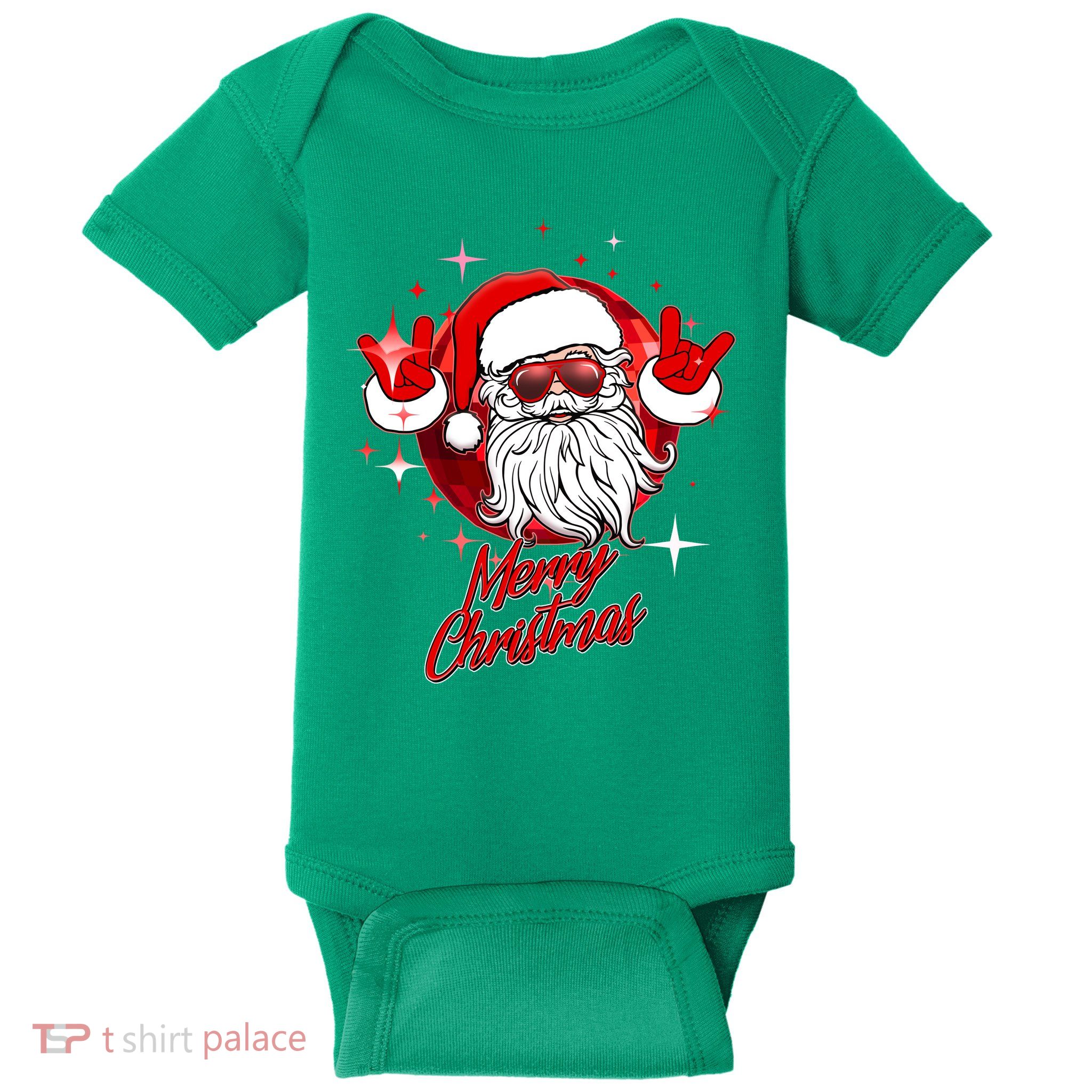 Funny Merry Christmas Disco Santa Claus Baby Bodysuit
