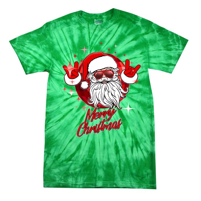 Funny Merry Christmas Disco Santa Claus Tie-Dye T-Shirt