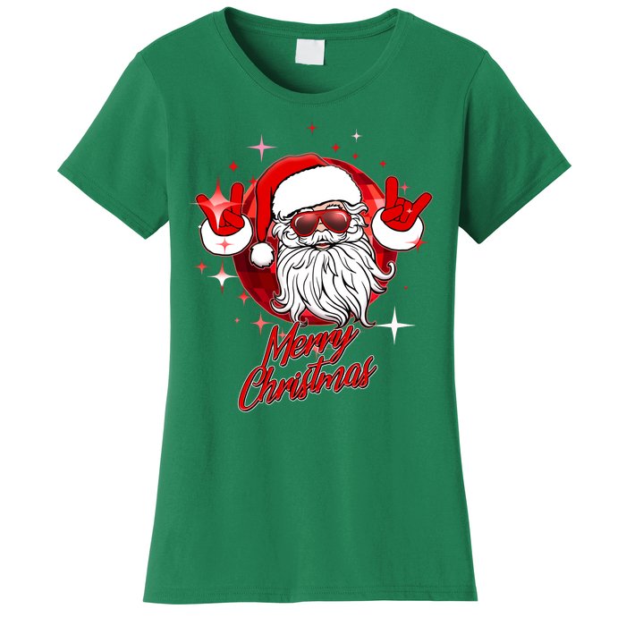 Funny Merry Christmas Disco Santa Claus Women's T-Shirt