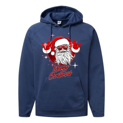 Funny Merry Christmas Disco Santa Claus Performance Fleece Hoodie