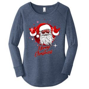 Funny Merry Christmas Disco Santa Claus Women's Perfect Tri Tunic Long Sleeve Shirt