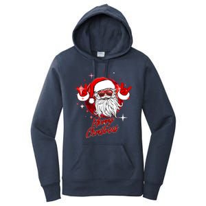 Funny Merry Christmas Disco Santa Claus Women's Pullover Hoodie