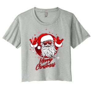 Funny Merry Christmas Disco Santa Claus Women's Crop Top Tee