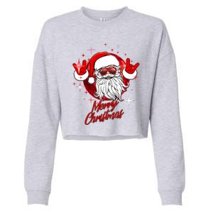 Funny Merry Christmas Disco Santa Claus Cropped Pullover Crew