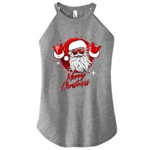 Funny Merry Christmas Disco Santa Claus Women's Perfect Tri Rocker Tank