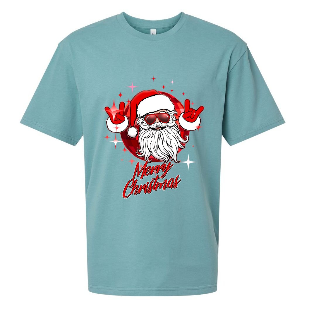 Funny Merry Christmas Disco Santa Claus Sueded Cloud Jersey T-Shirt