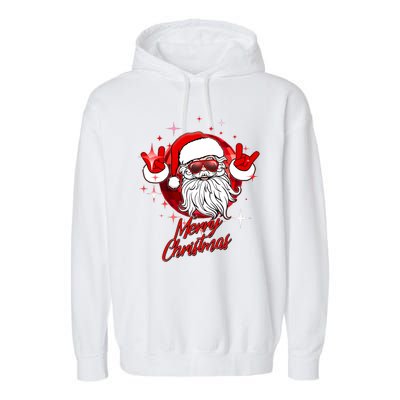 Funny Merry Christmas Disco Santa Claus Garment-Dyed Fleece Hoodie