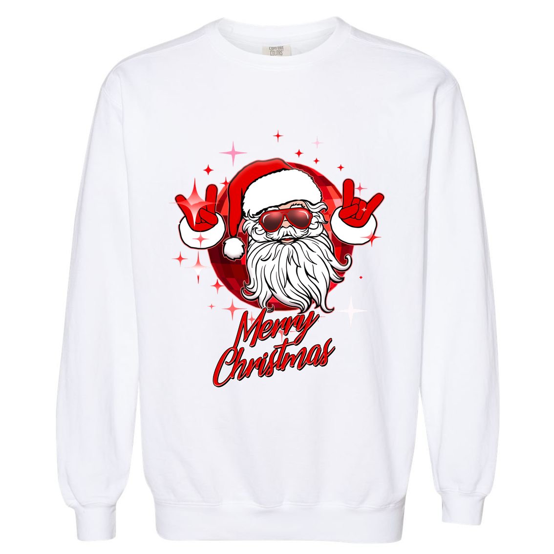 Funny Merry Christmas Disco Santa Claus Garment-Dyed Sweatshirt