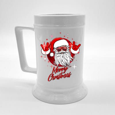 Funny Merry Christmas Disco Santa Claus Beer Stein