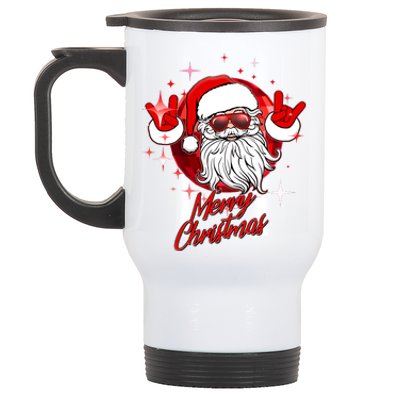 Funny Merry Christmas Disco Santa Claus Stainless Steel Travel Mug