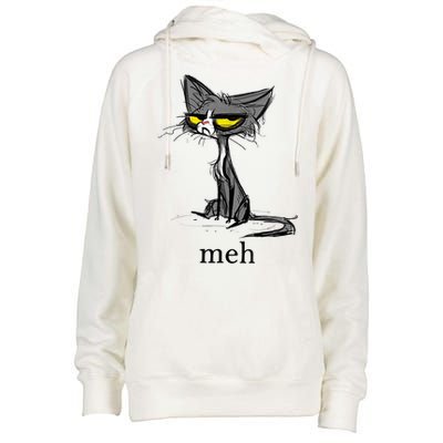 Funny Meh Cat Gift For Cat Lovers Womens Funnel Neck Pullover Hood