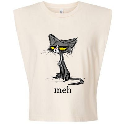 Funny Meh Cat Gift For Cat Lovers Garment-Dyed Women's Muscle Tee