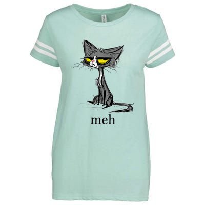 Funny Meh Cat Gift For Cat Lovers Enza Ladies Jersey Football T-Shirt