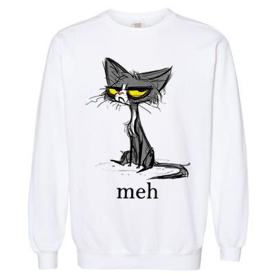 Funny Meh Cat Gift For Cat Lovers Garment-Dyed Sweatshirt