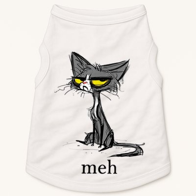 Funny Meh Cat Gift For Cat Lovers Doggie Tank