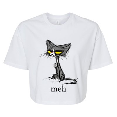 Funny Meh Cat Gift For Cat Lovers Bella+Canvas Jersey Crop Tee