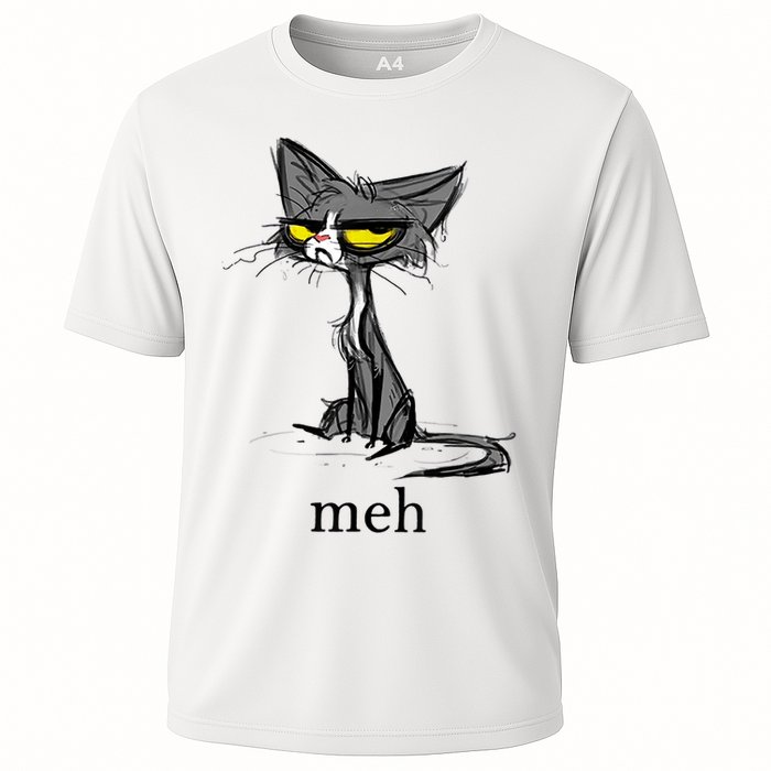 Funny Meh Cat Gift For Cat Lovers Cooling Performance Crew T-Shirt
