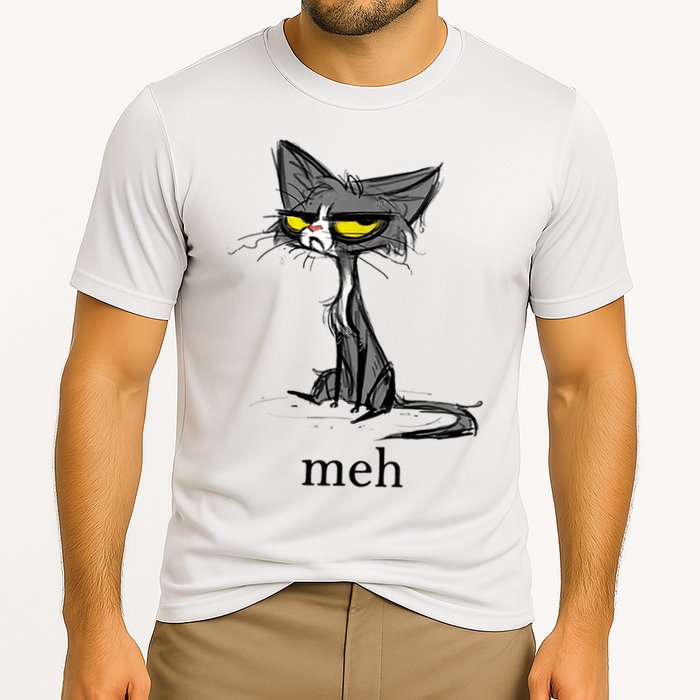 Funny Meh Cat Gift For Cat Lovers Cooling Performance Crew T-Shirt