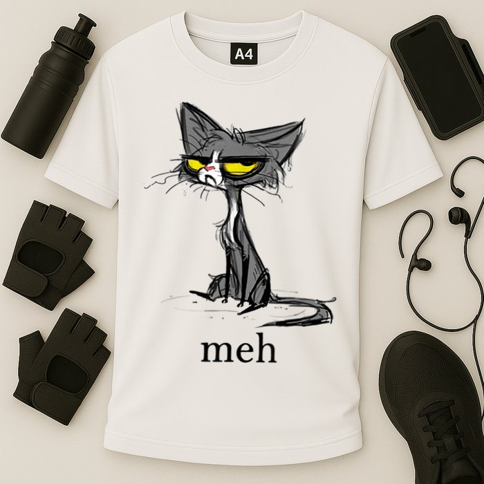 Funny Meh Cat Gift For Cat Lovers Cooling Performance Crew T-Shirt