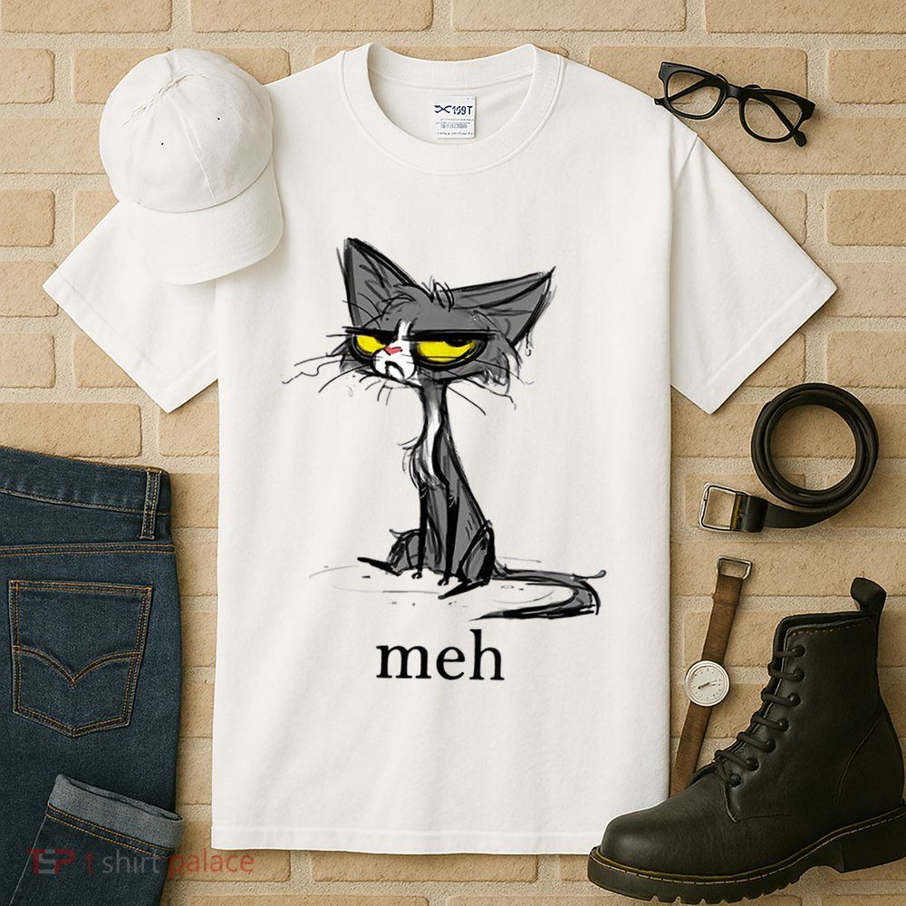 Funny Meh Cat Gift For Cat Lovers Tall T-Shirt