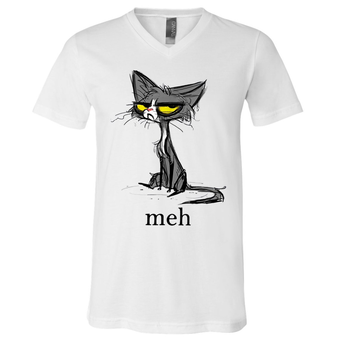 Funny Meh Cat Gift For Cat Lovers V-Neck T-Shirt