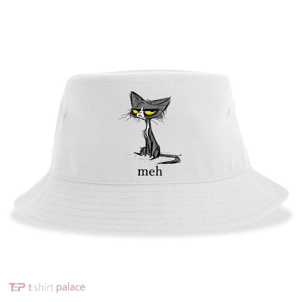 Funny Meh Cat Gift For Cat Lovers Sustainable Bucket Hat