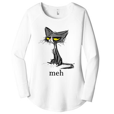 Funny Meh Cat Gift For Cat Lovers Women's Perfect Tri Tunic Long Sleeve Shirt