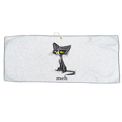 Funny Meh Cat Gift For Cat Lovers Large Microfiber Waffle Golf Towel